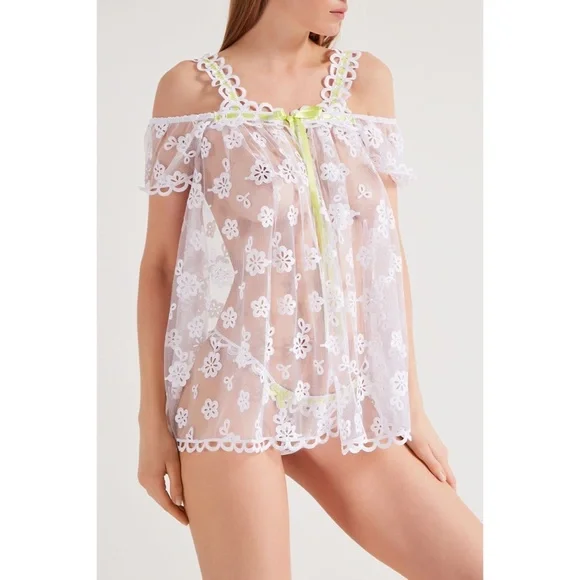 Agent Provocateur Laurelie White Lime Babydoll NWT